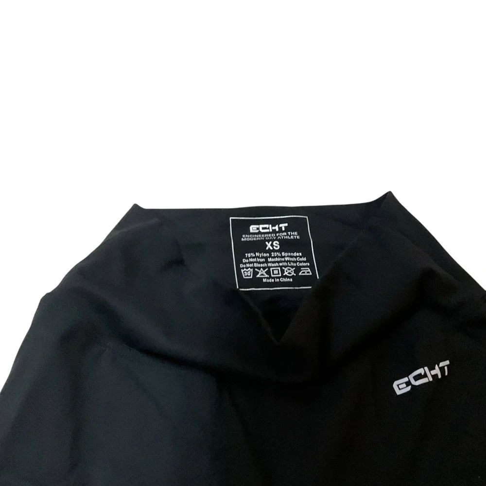 ECHT Women's Size XS Biking Shorts Zippered Pockets Wide Waistband Compression